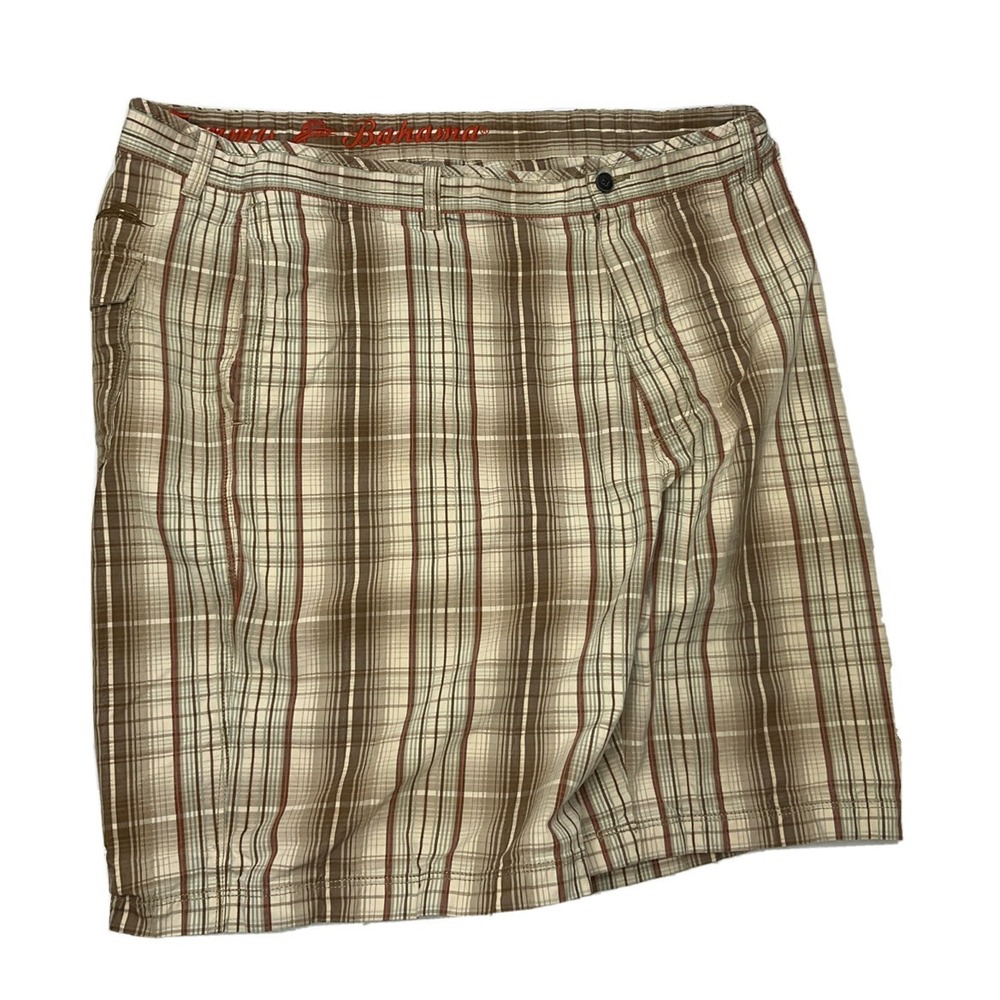 Tommy Bahama Shorts Mens 40 Plaid Brown Chino Casual Summer Resortwear Golf